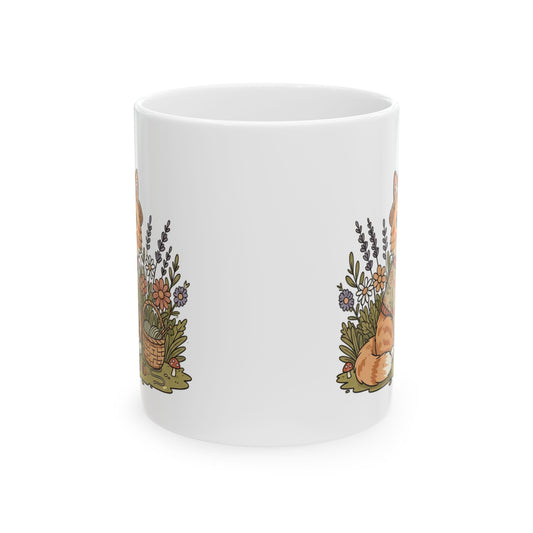 Autumn Harvest Pumpkin and Floral Mug | Ceramic Coffee Cup