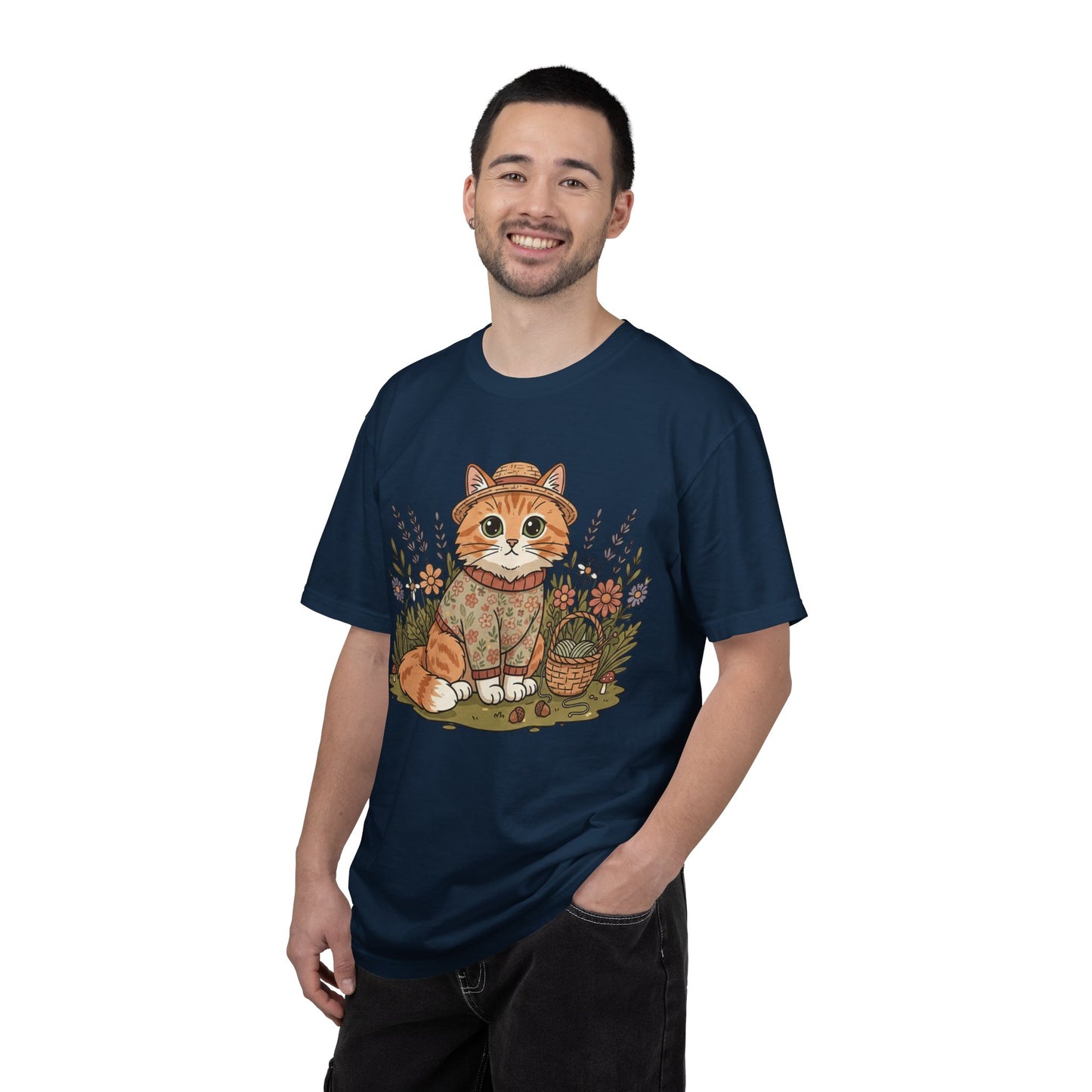Autumn Ginger Cat Illustration T-shirt | Cozy Sweater Cat Art