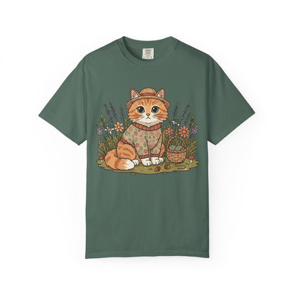 Autumn Ginger Cat Illustration T-shirt | Cozy Sweater Cat Art