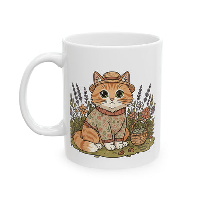 Autumn Harvest Pumpkin and Floral Mug | Ceramic Coffee Cup