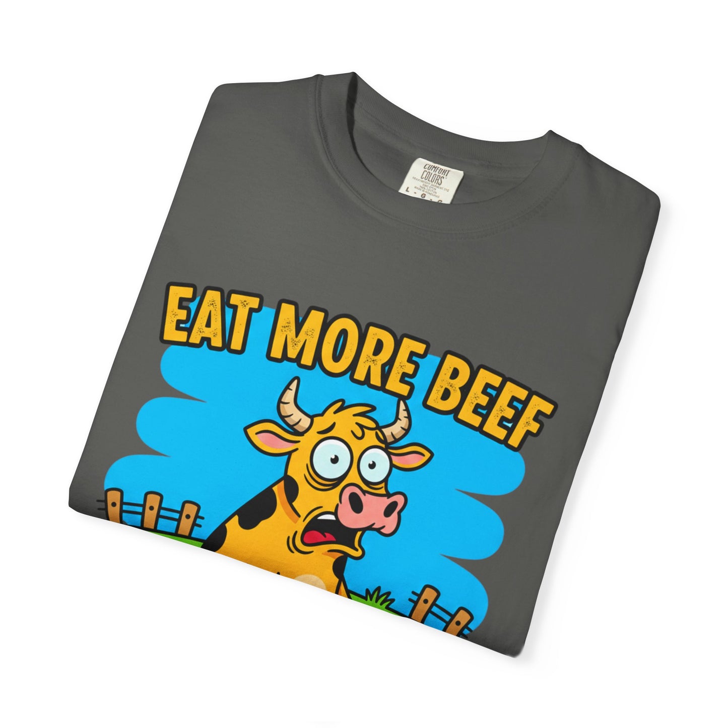 Eat More Beef cow illustration T-Shirt | cartoon farm graphic tee