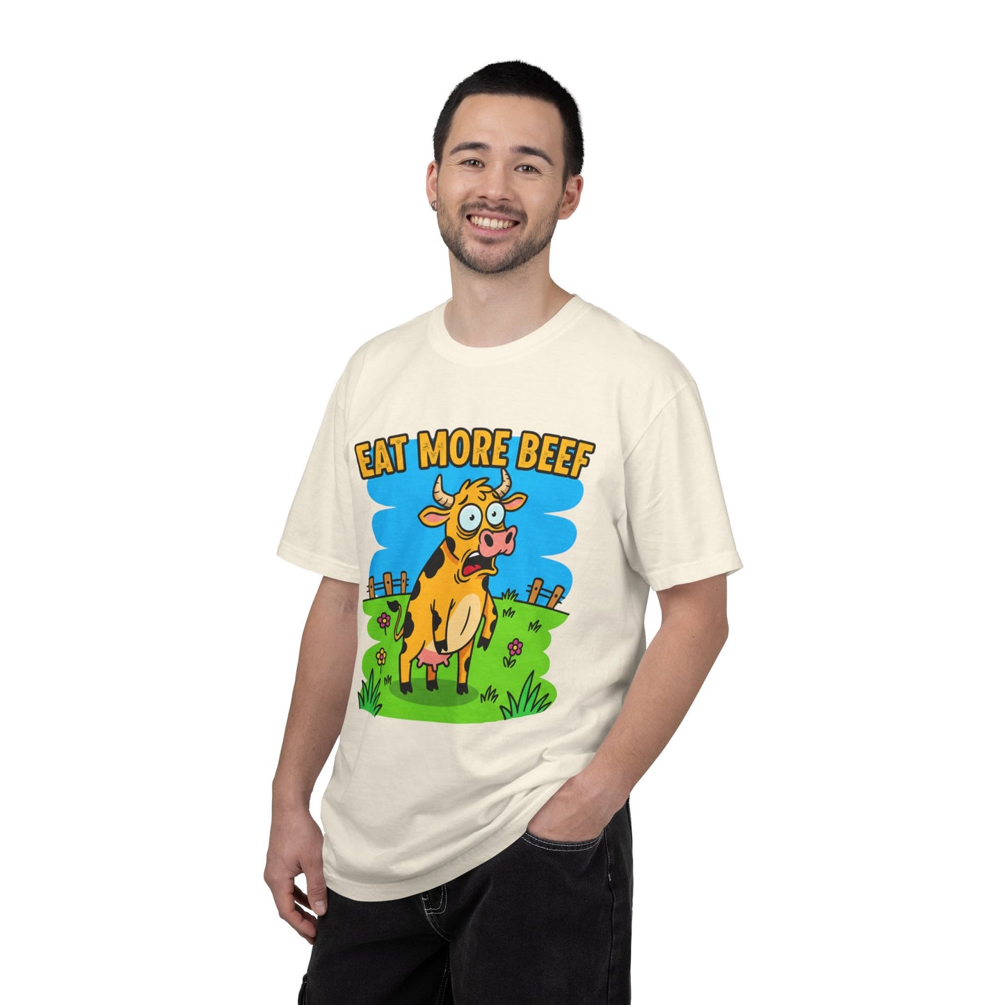 Eat More Beef cow illustration T-Shirt | cartoon farm graphic tee