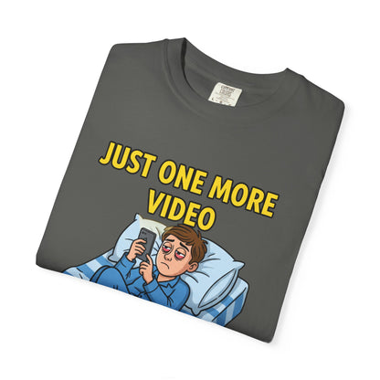 Just One More Video T-Shirt | Funny Nighttime Phone Cartoon