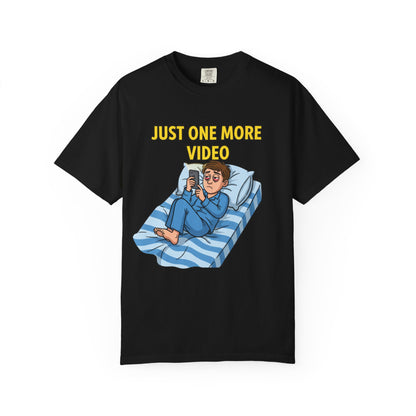 Just One More Video T-Shirt | Funny Nighttime Phone Cartoon
