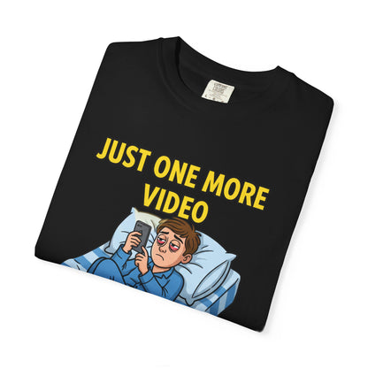 Just One More Video T-Shirt | Funny Nighttime Phone Cartoon