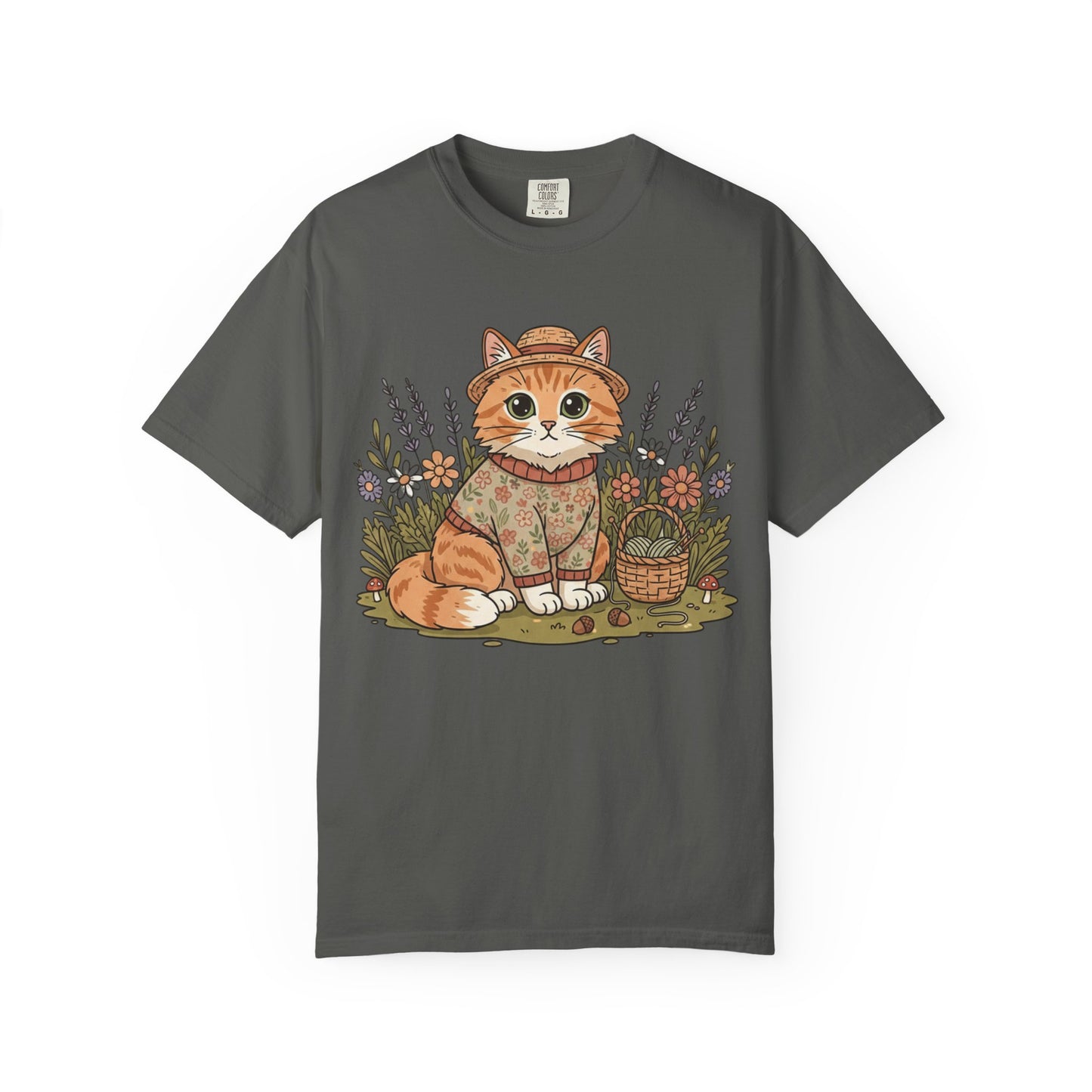 Autumn Ginger Cat Illustration T-shirt | Cozy Sweater Cat Art