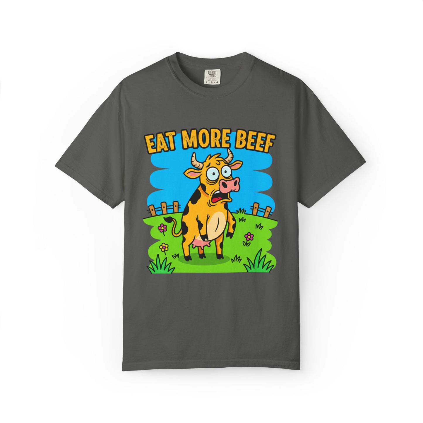 Eat More Beef cow illustration T-Shirt | cartoon farm graphic tee