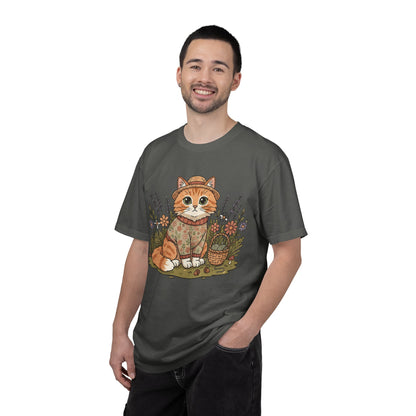 Autumn Ginger Cat Illustration T-shirt | Cozy Sweater Cat Art
