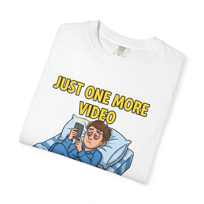Just One More Video T-Shirt | Funny Nighttime Phone Cartoon