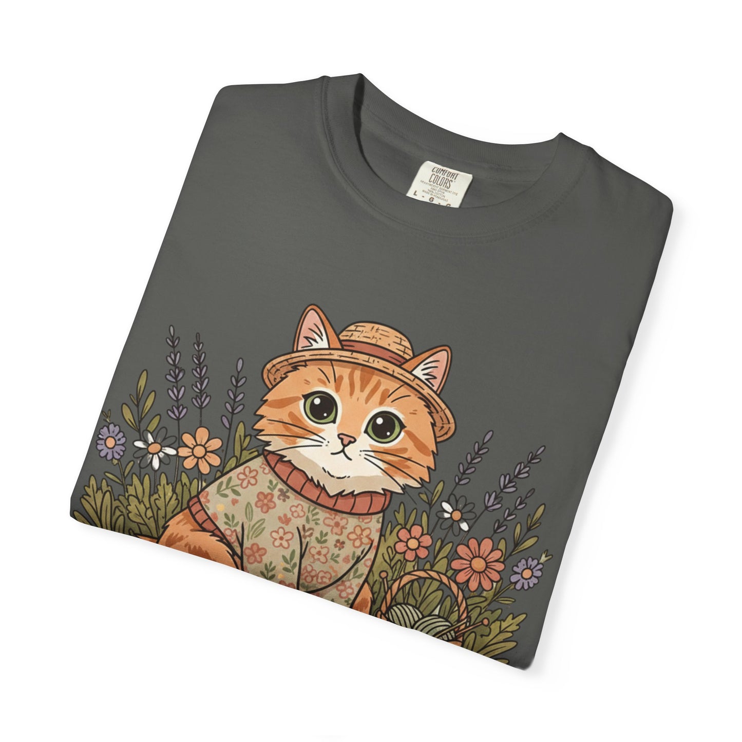 Autumn Ginger Cat Illustration T-shirt | Cozy Sweater Cat Art