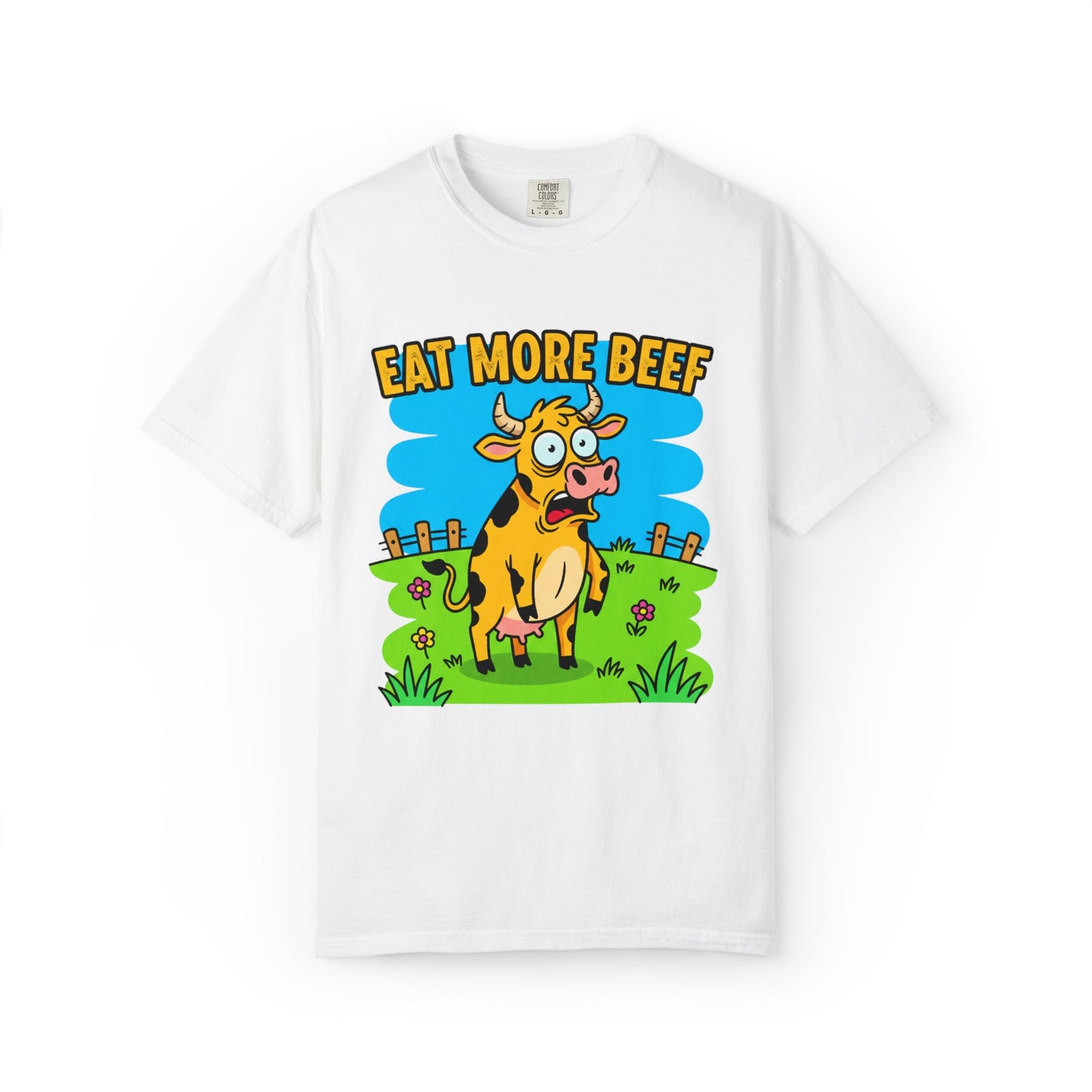 Eat More Beef cow illustration T-Shirt | cartoon farm graphic tee