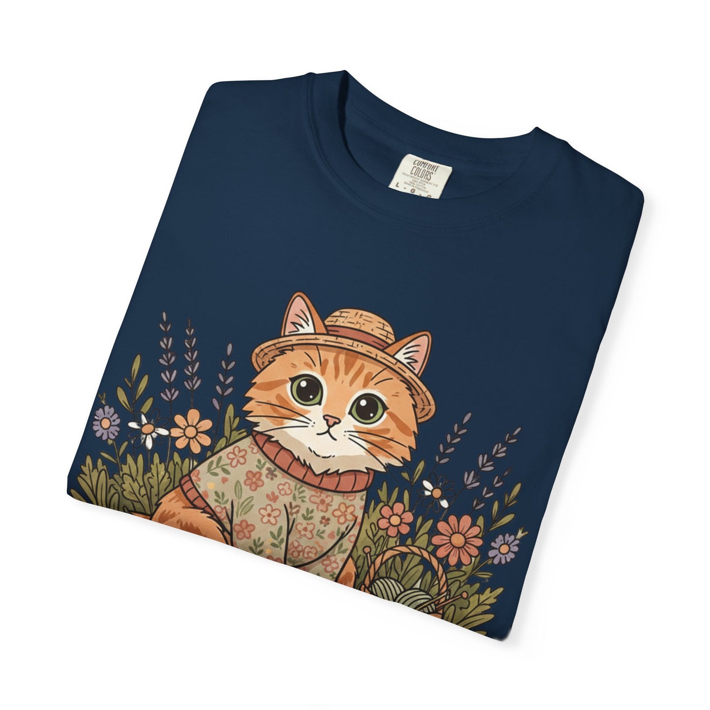 Autumn Ginger Cat Illustration T-shirt | Cozy Sweater Cat Art