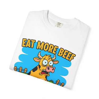 Eat More Beef cow illustration T-Shirt | cartoon farm graphic tee